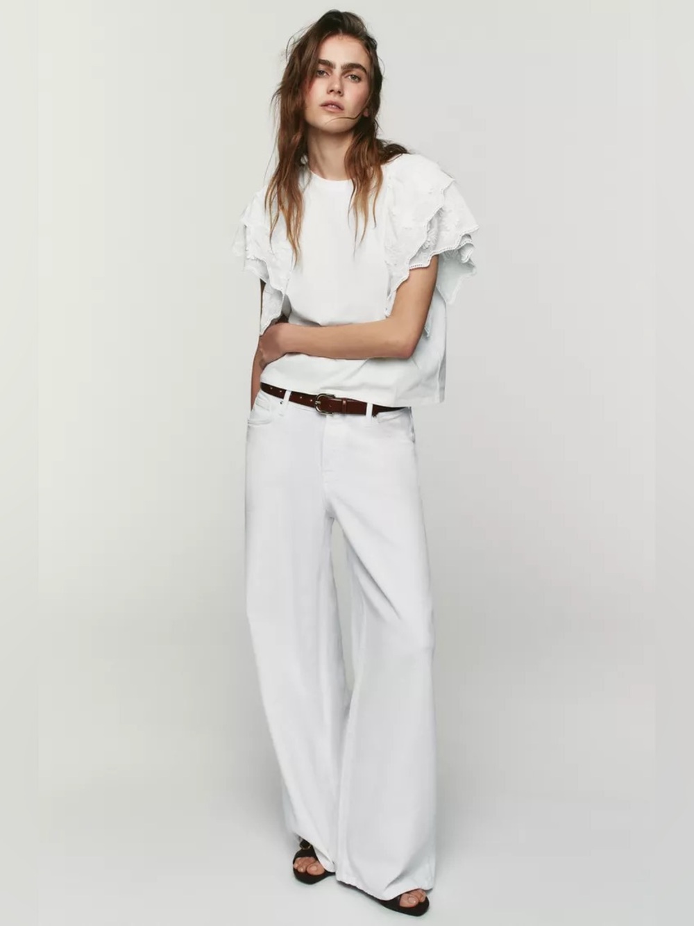 NWT Zara SHORT SLEEVE RUFFLE T-SHIRT